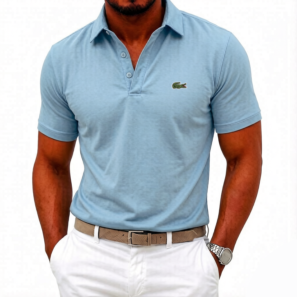 Men's Cotton Gentleman's Business Casual Solid Color Polo Short Sleeve Shirt