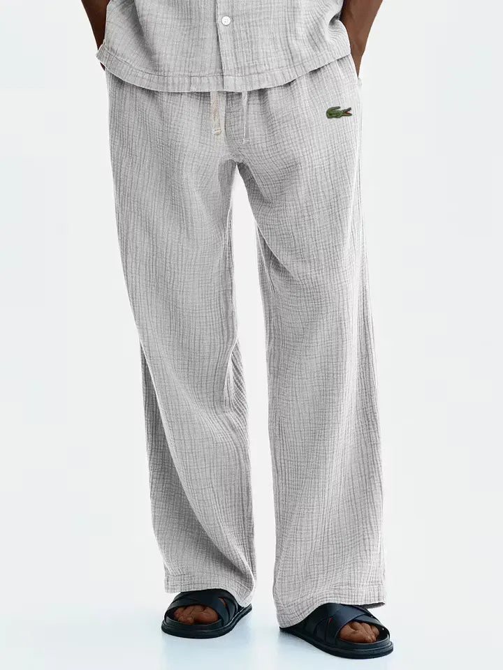 Men's cotton and linen casual loose breathable trousers