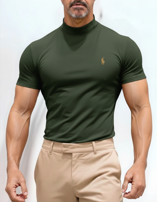 ⚡ Slim Muscle Fit Half Turtleneck Basic T-Shirt