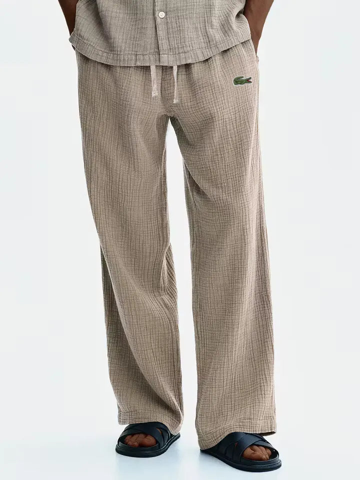Men's cotton and linen casual loose breathable trousers