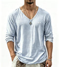 Men's V‑Neck Long Sleeve Casual T‑Shirt