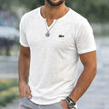 Men's Essential Solid-Color V-Neck Short-Sleeve Linen T-Shirt