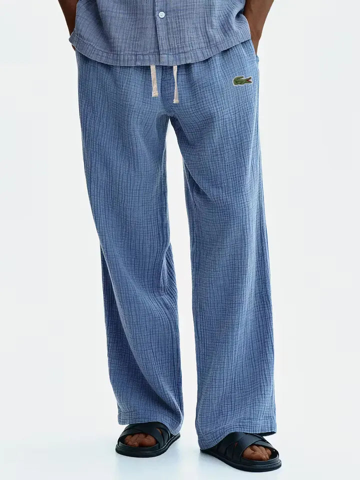 Men's cotton and linen casual loose breathable trousers