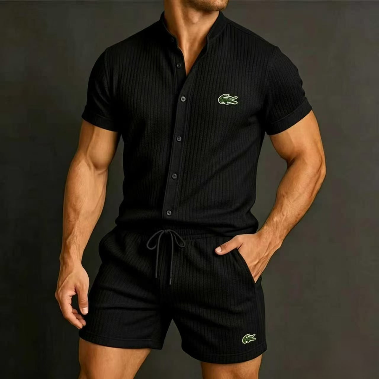 Multi-Color Lacoste Waffle Knit 2-Piece Matching Set Limited Flash Sale