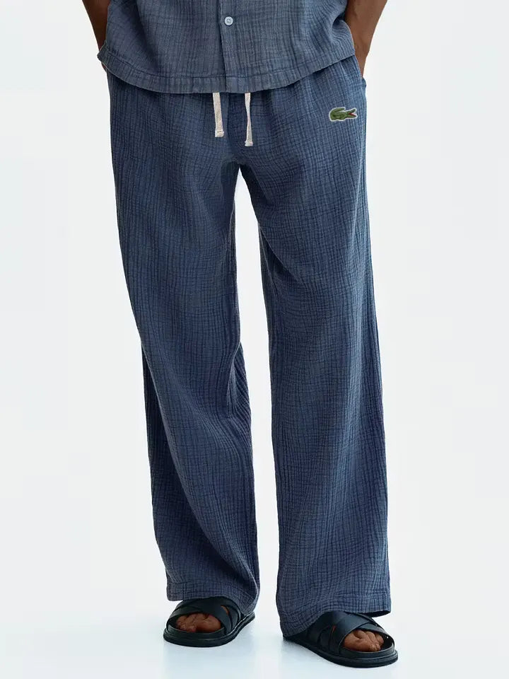 Men's cotton and linen casual loose breathable trousers