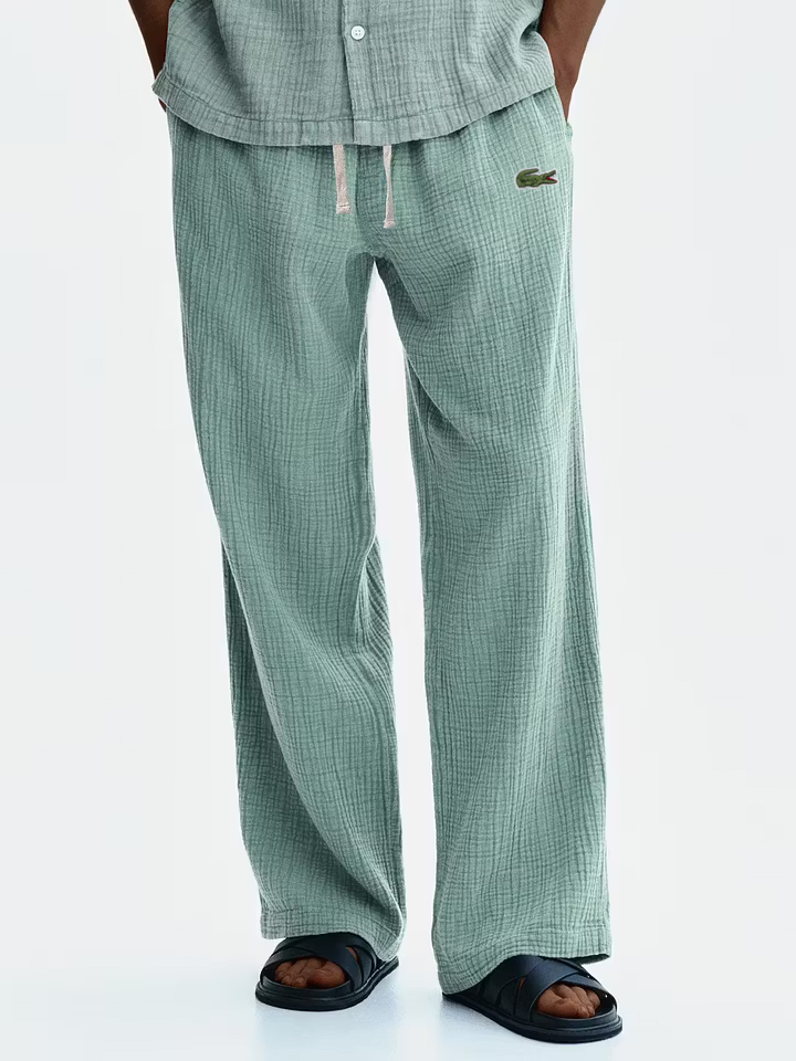 Men's cotton and linen casual loose breathable trousers