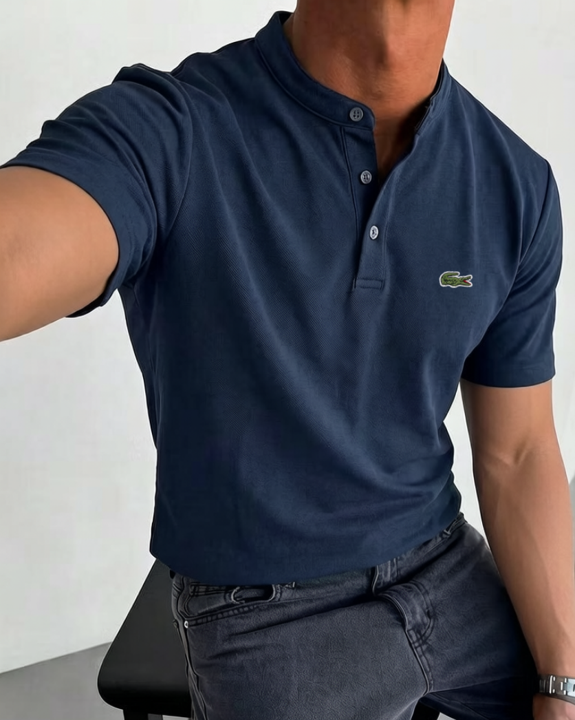 Men's Cotton Smart-Casual Henley Shirt