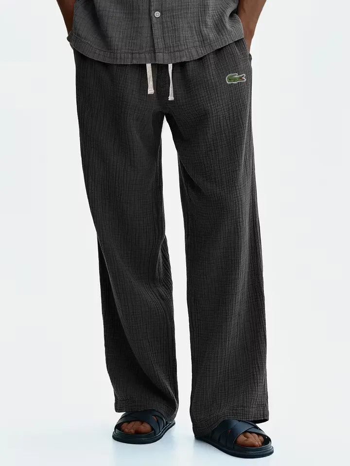 Men's cotton and linen casual loose breathable trousers