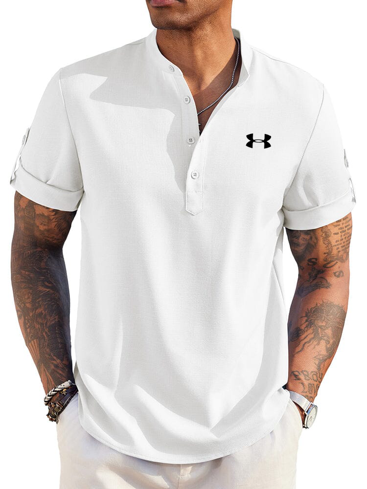 Men's Casual Henley Neck Short Sleeve Polo Shirt
