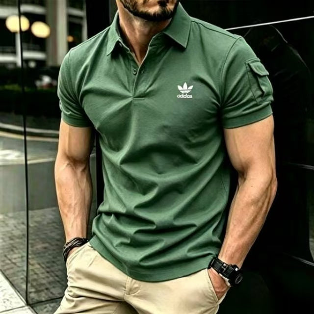 Adidas Trefoil Logo Muscle Fit Business Casual Polo Shirt