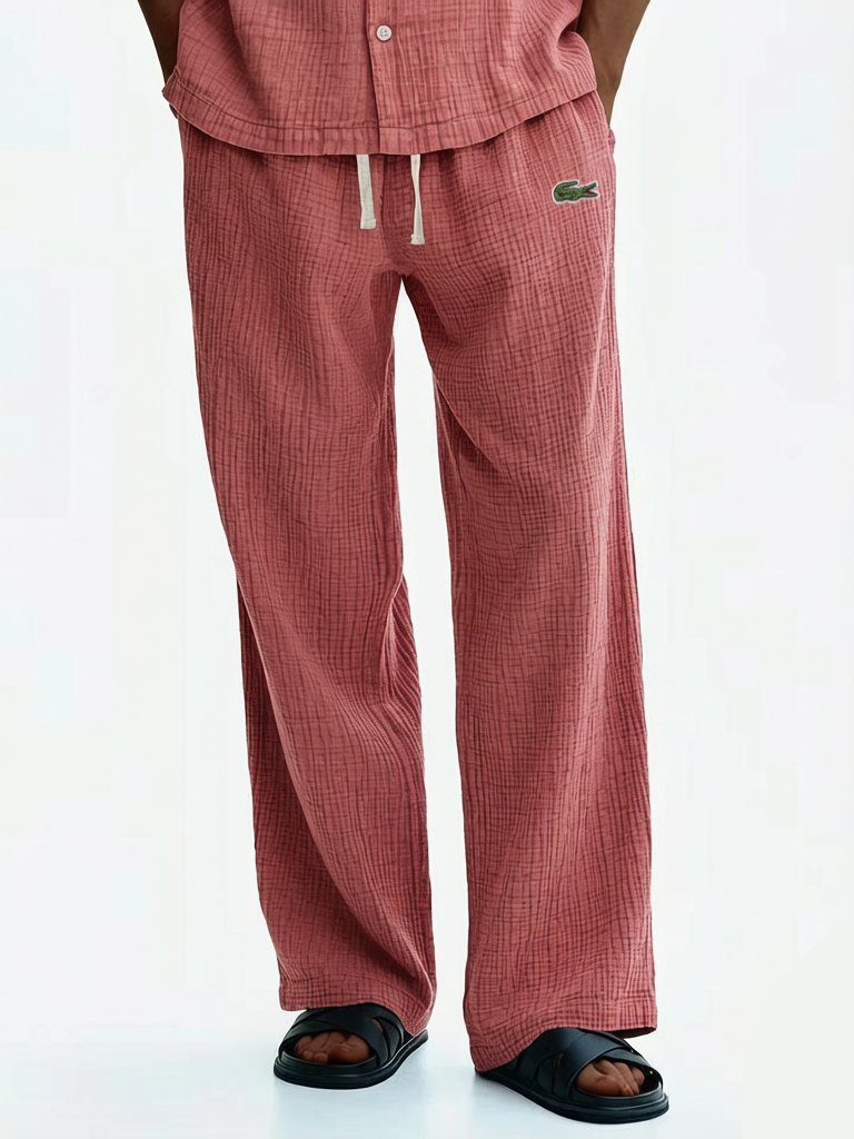 Men's cotton and linen casual loose breathable trousers