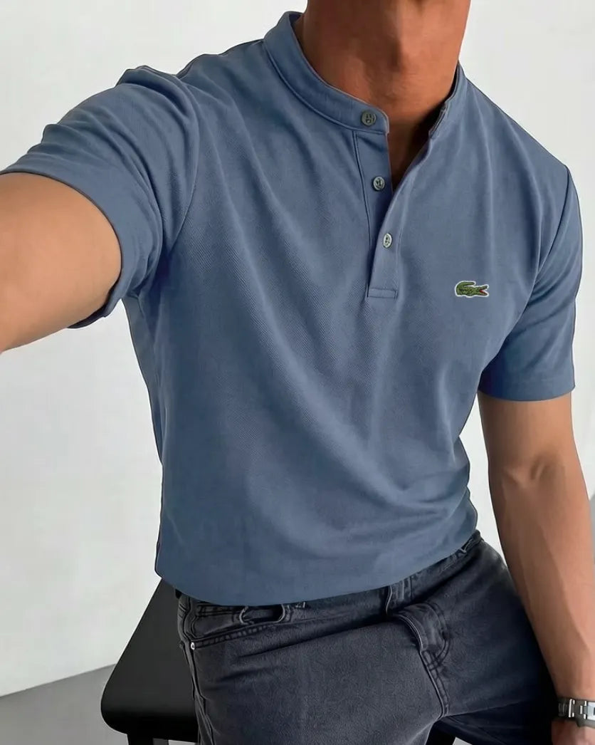 Men's Cotton Smart-Casual Henley Shirt