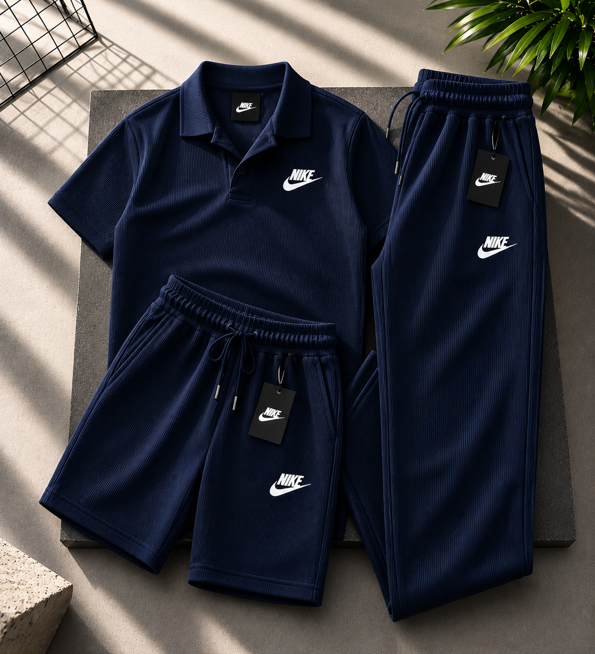 Soft Ribbed Knit 3 Piece Men Daily Outfit