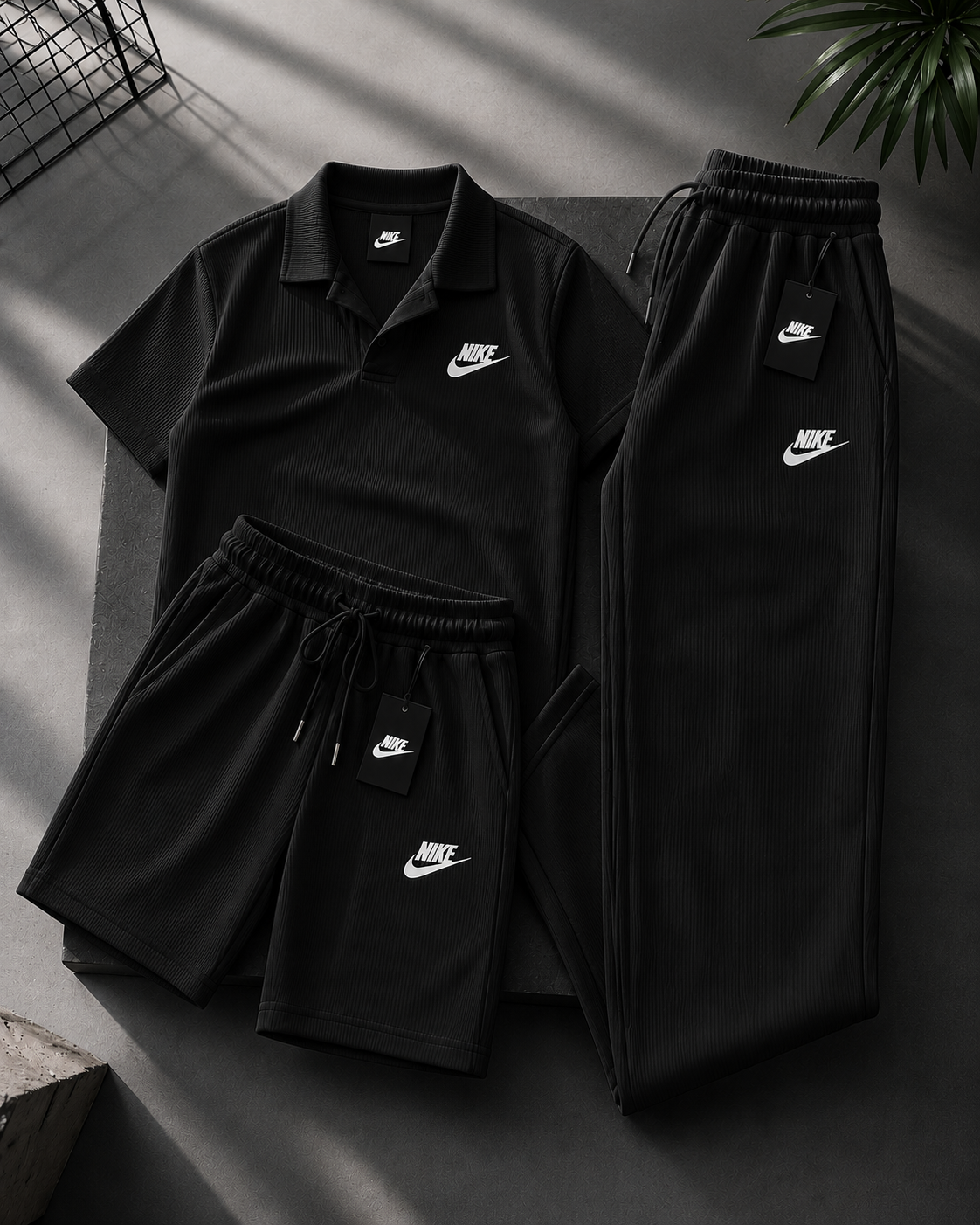 Soft Ribbed Knit 3 Piece Men Daily Outfit