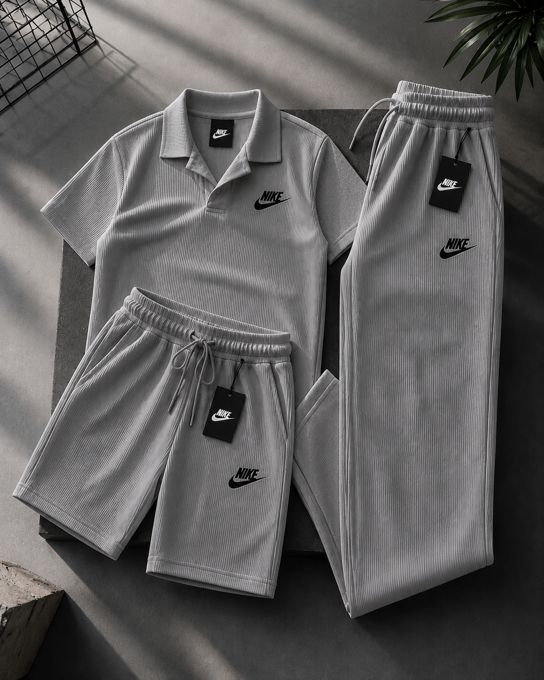 Soft Ribbed Knit 3 Piece Men Daily Outfit