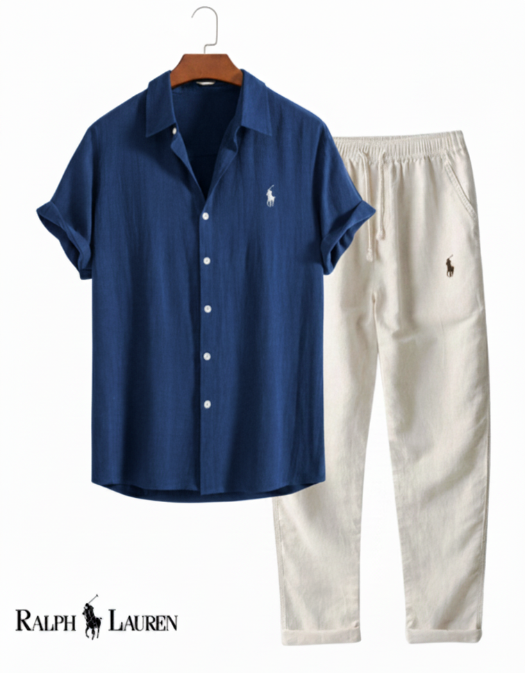 🔥 Ralph Lauren Linen Shirt & Drawstring Pant 2 Piece Set