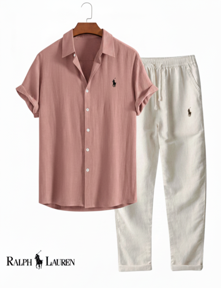 🔥 Ralph Lauren Linen Shirt & Drawstring Pant 2 Piece Set