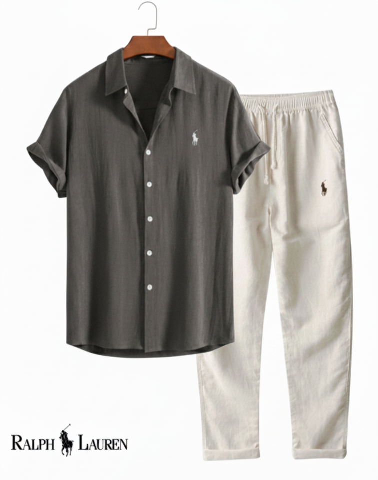 🔥 Ralph Lauren Linen Shirt & Drawstring Pant 2 Piece Set