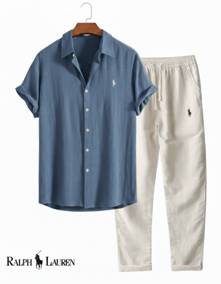 🔥 Ralph Lauren Linen Shirt & Drawstring Pant 2 Piece Set