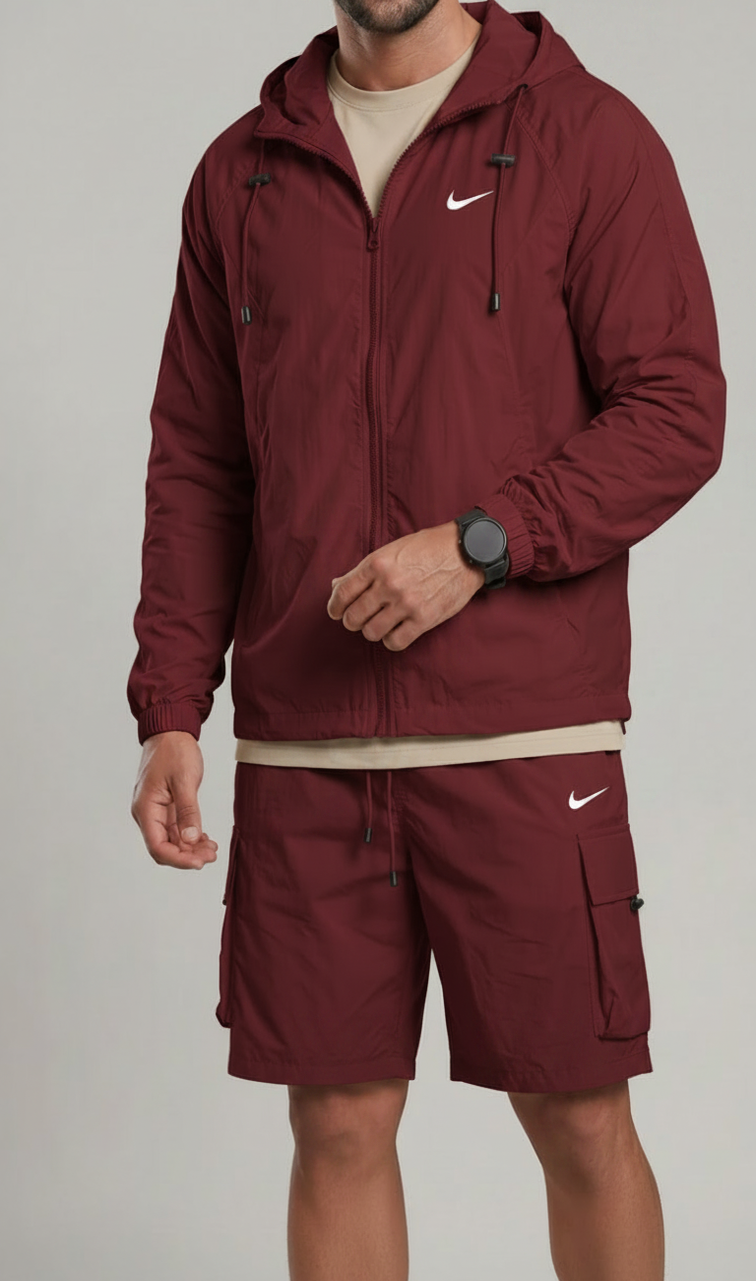 Light Shell Hooded Jacket & Cargo Shorts Co-Ord