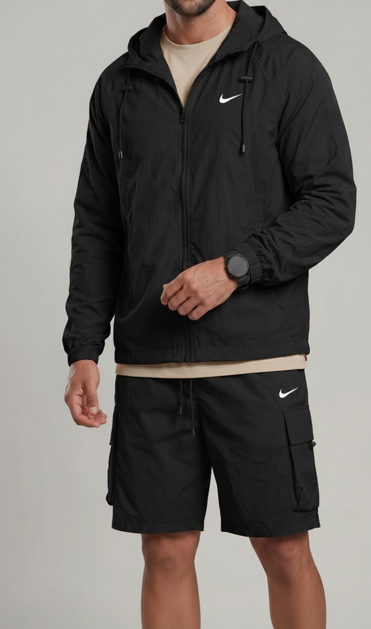 Light Shell Hooded Jacket & Cargo Shorts Co-Ord