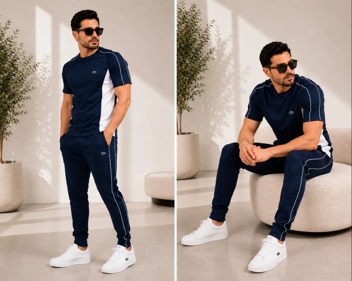 💥 Multi Color Contrast Panel Casual Sport Suit