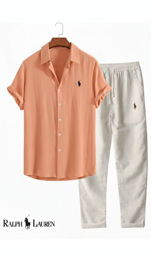 🔥 Ralph Lauren Linen Shirt & Drawstring Pant 2 Piece Set