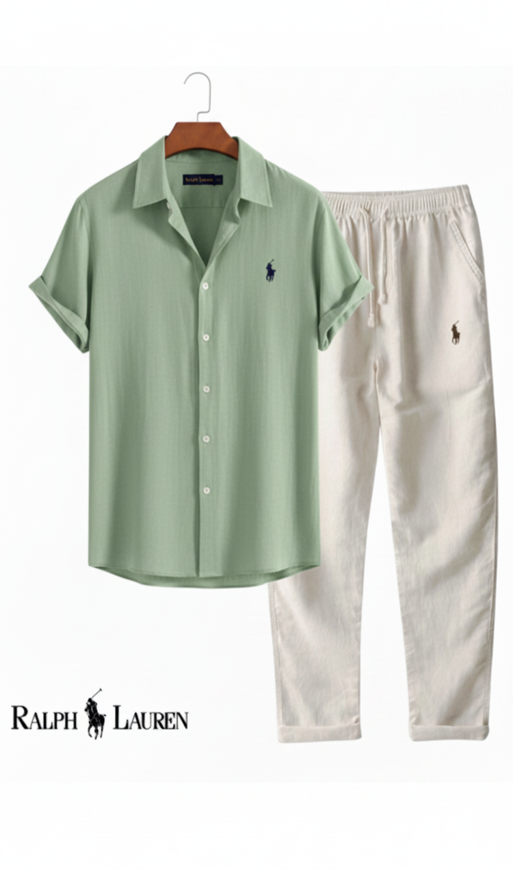 🔥 Ralph Lauren Linen Shirt & Drawstring Pant 2 Piece Set