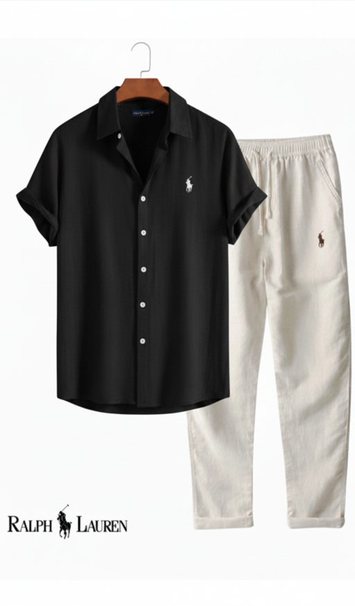 🔥 Ralph Lauren Linen Shirt & Drawstring Pant 2 Piece Set