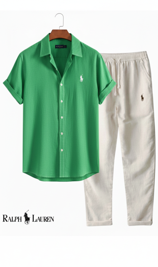 🔥 Ralph Lauren Linen Shirt & Drawstring Pant 2 Piece Set