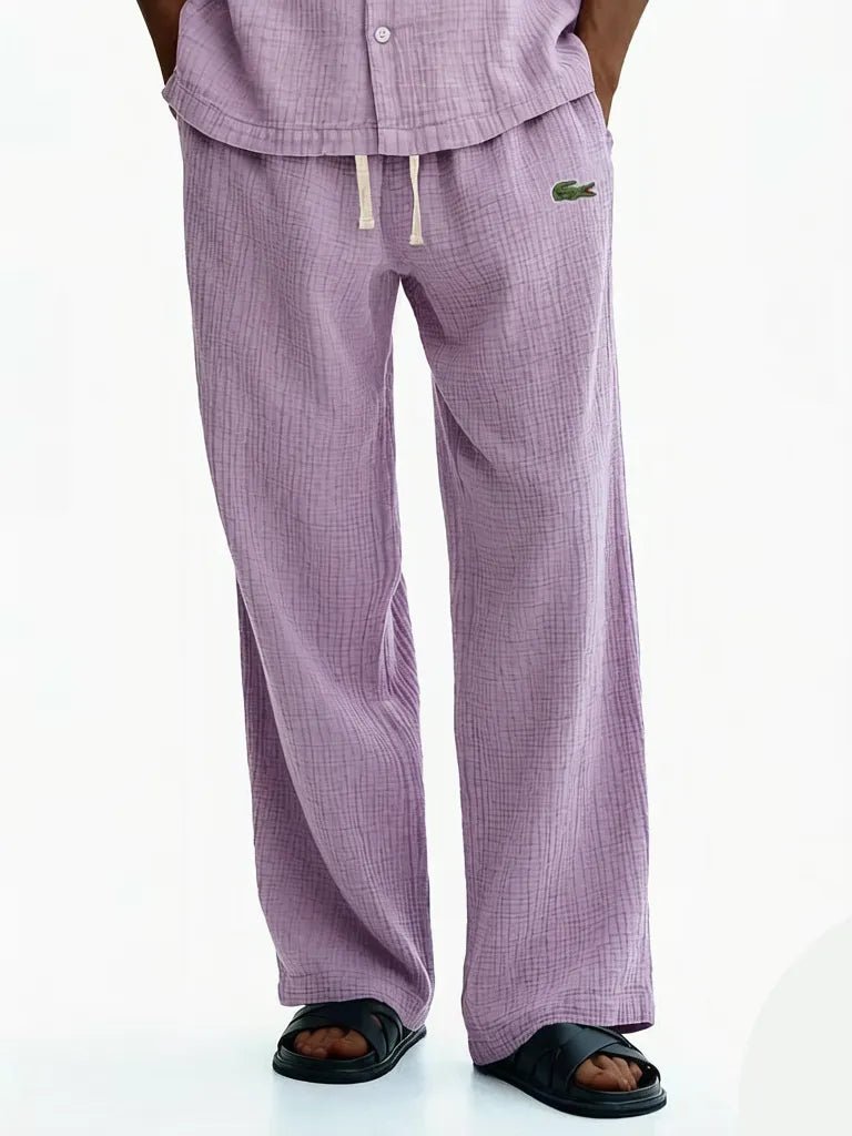 Men's cotton and linen casual loose breathable trousers