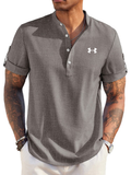 Men's Casual Henley Neck Short Sleeve Polo Shirt