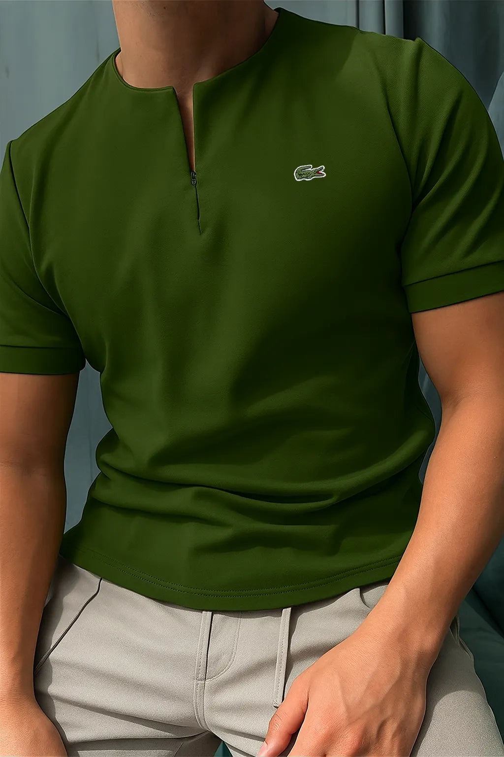 🔥 Lacoste Half Zip Stand Collar Men’s Tee