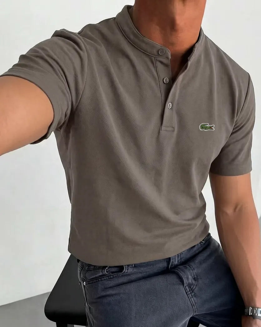 Men's Cotton Smart-Casual Henley Shirt