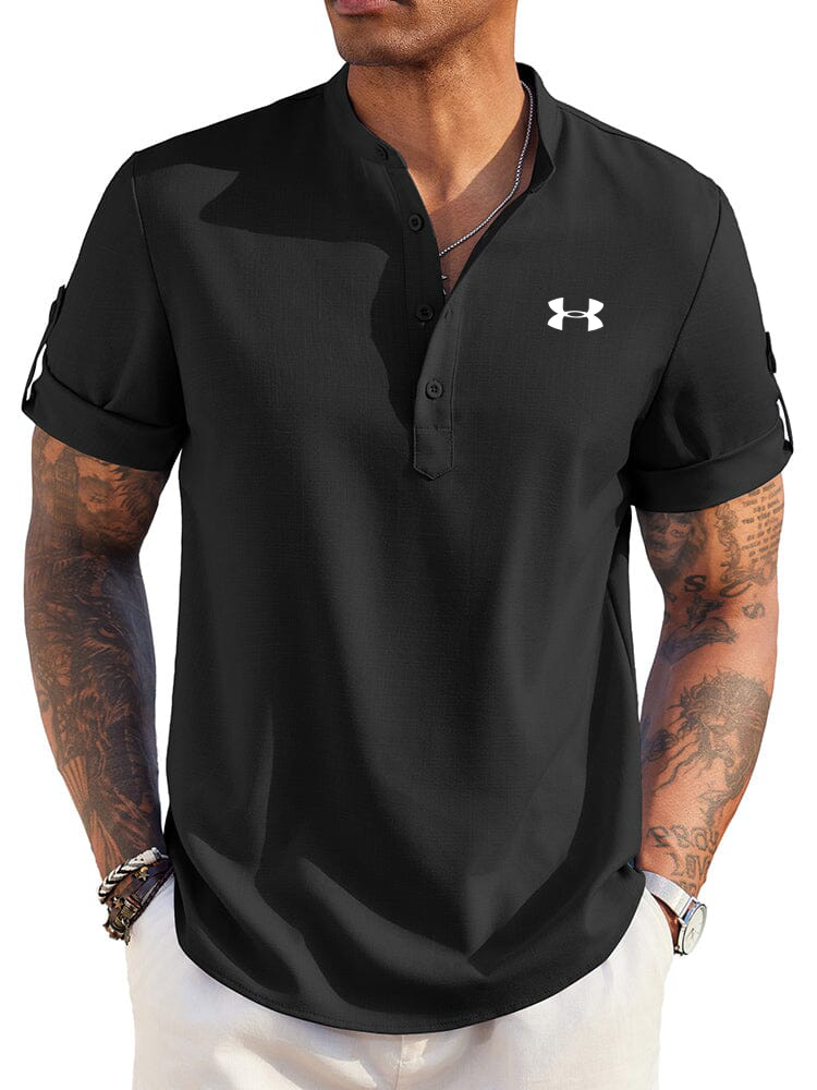 Men's Casual Henley Neck Short Sleeve Polo Shirt