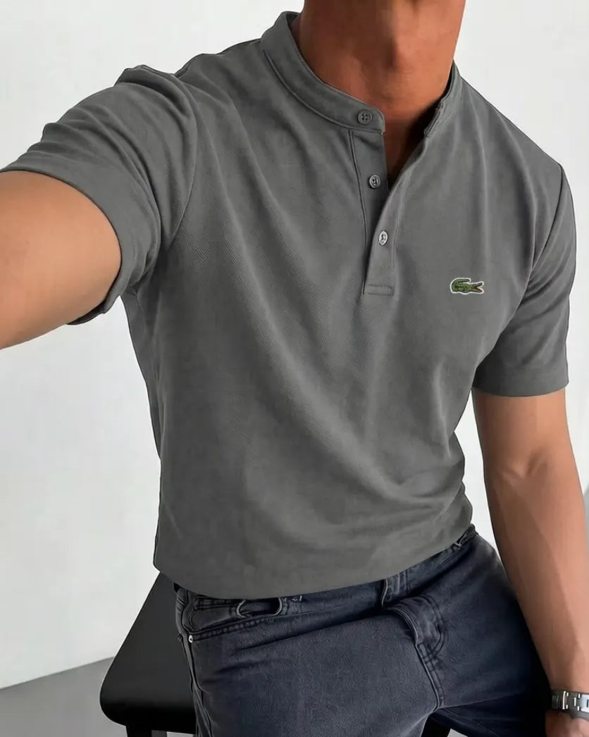 Men's Cotton Smart-Casual Henley Shirt