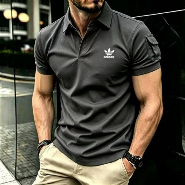 Adidas Trefoil Logo Muscle Fit Business Casual Polo Shirt